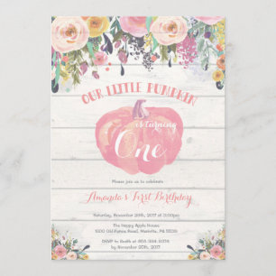 Calabaza primera invitación de cumpleaños floral r