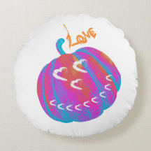 Calabaza psicodélica almohada redonda cardíaca