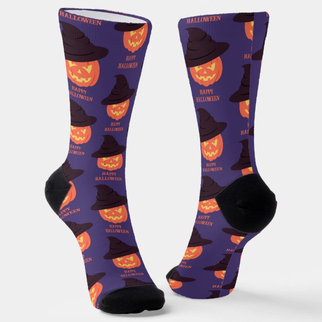 Calabaza retro "Halloween feliz" calcetines - Vint (Angular)