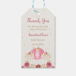 Calabaza Rosa Con Etiquetas De Favor De La Flora B