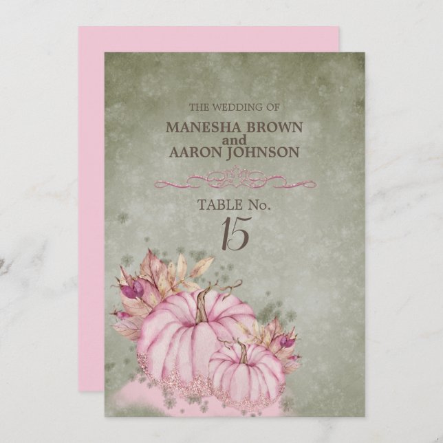 Calabaza rosa cosecha - tarjeta plana de mesa (Anverso / Reverso)