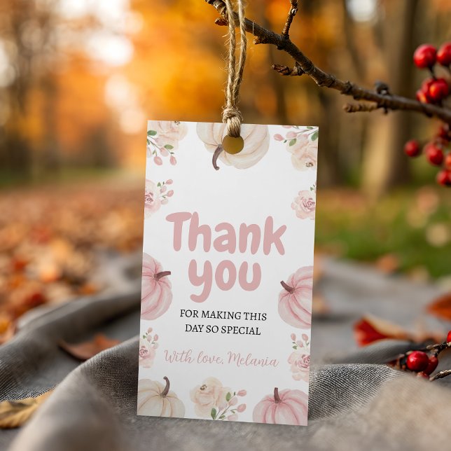 Calabaza rosa Gracias Etiqueta De Regalo (Subido por el creador)
