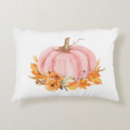 Calabaza rosa otoño y almohada de arco iris con ac