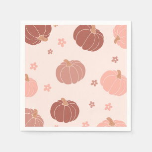 Calabaza rosa retro primera servilleta de papel de