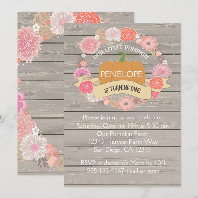 Calabaza Rosada Primera Invitación a la fiesta de  (Anverso / Reverso)