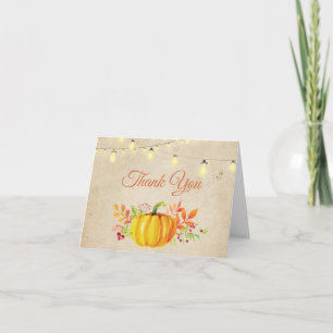 Calabaza Rustic Fall Autumn Tarjeta de agradecimie