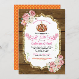 Calabaza rústica bebé ducha invitación madera