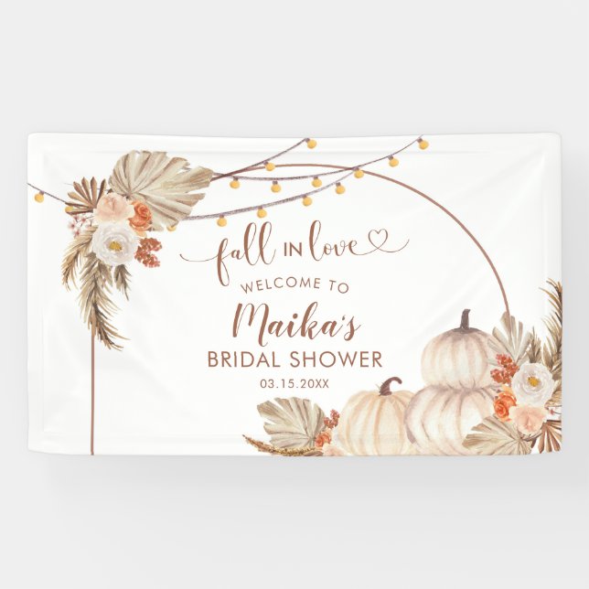 Calabaza Rustica Boho se enamora gran pancarta (Horizontal)