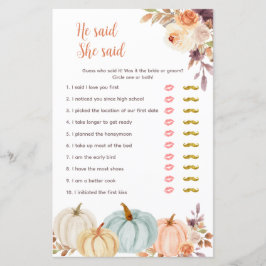 Calabaza Rustica Floral Dijo que dijo Tarjeta de J