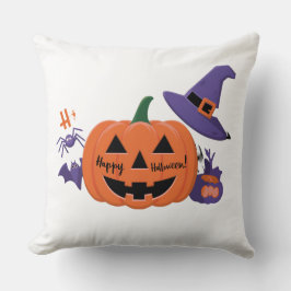Calabaza sonríe Cojín decorativo del corazón: nuev