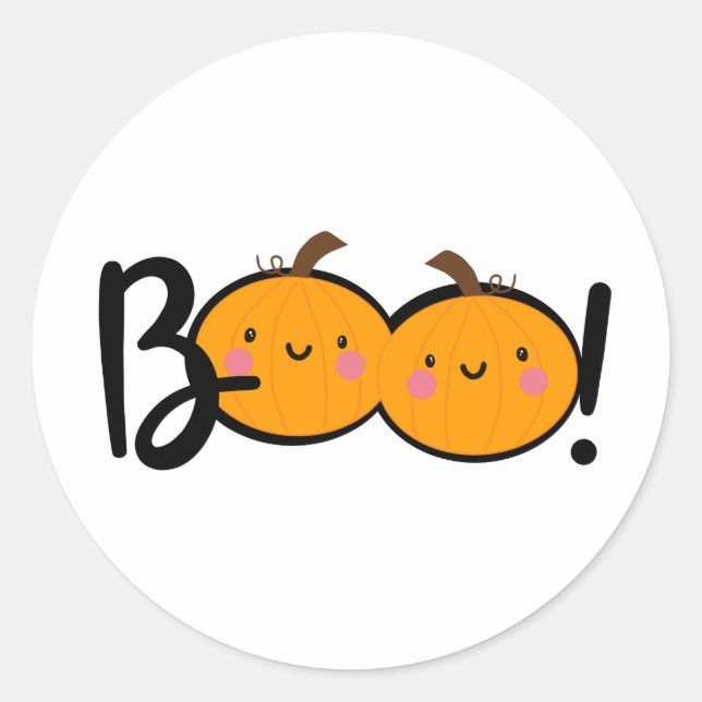Calabaza sonriente de Boo Pegatinas de Halloween (Anverso)