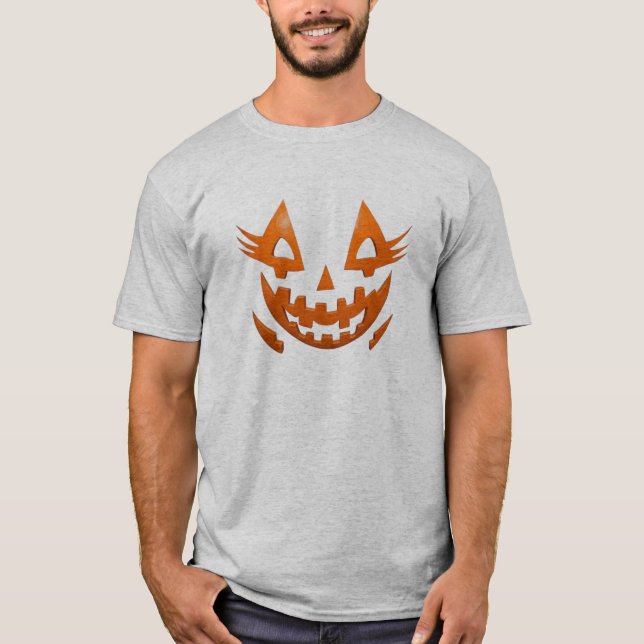 Calabaza sonrisa camiseta cara a cara | Cute Hallo (Anverso)