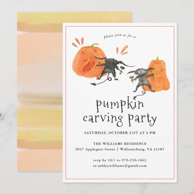 Calabaza Tallada | Invitación a Fiesta de Hallowee (Anverso / Reverso)