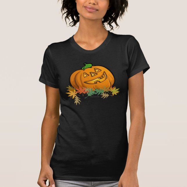 Calabaza tallada suave camiseta oscura (Anverso)