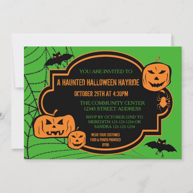 Calabaza verde/Naranja enmarcada - Invitación de H (Anverso)