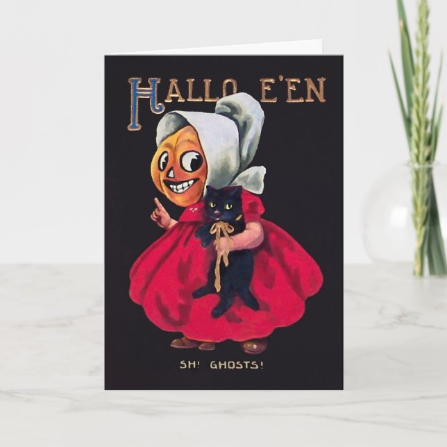 Calabaza vintage con tarjeta de Halloween para un  (Anverso)