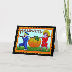 Calabaza Vintage Feliz Halloween - Tarjeta de Hall