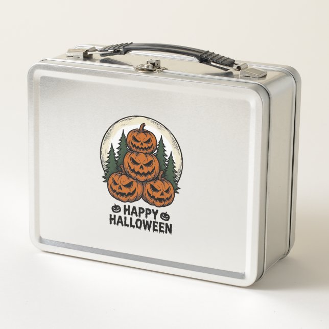 Calabaza Vintage Halloween Jack O Linterna Bosque  (Anverso)