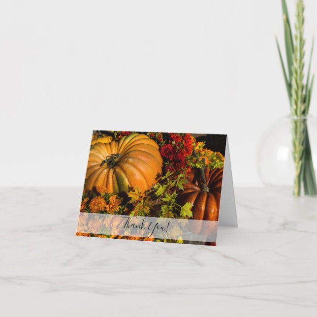 Calabaza Y Arreglo De Mamá Gracias Tarjeta (Anverso)