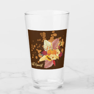 Calabaza Y Flor De Caídas Tumbler De Vidrio