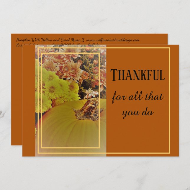 Calabaza Y Mamáes Postales De 2 / Gracias / 5" x 7 (Anverso / Reverso)