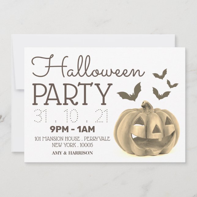 Calabaza y murciélagos, invitación a la fiesta de  (Anverso)