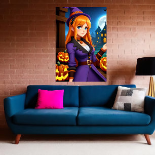 Calabaza y señora con ropa púrpura Arte IA