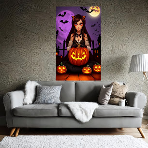 Calabaza y señora de pelo largo Arte IA