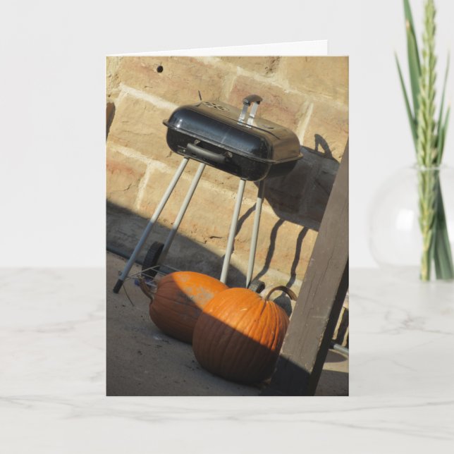 "Calabazas a la Parrilla" Tarjeta del Día de Acció (Anverso)