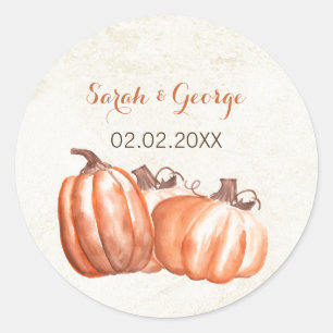 calabazas acuarelas caen favores de boda pegatinas