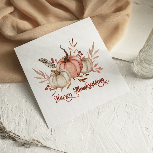 Calabazas acuarelas Feliz Día de Acción de Gracias (Subido por el creador)