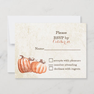 calabazas acuarelas otoño cosecha nupcial tarjeta