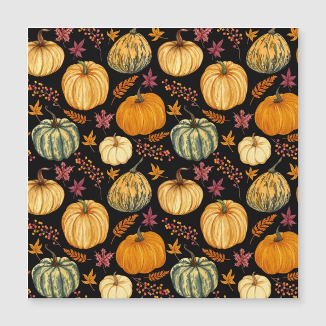 Calabazas acuarelas: Patrón sin foco de otoño. (Anverso)