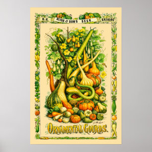 Calabazas Arte Botánico de la Era Victoriana Retro