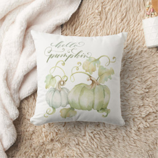 Calabazas azul acuarela 16 x 16 Cojín decorativo