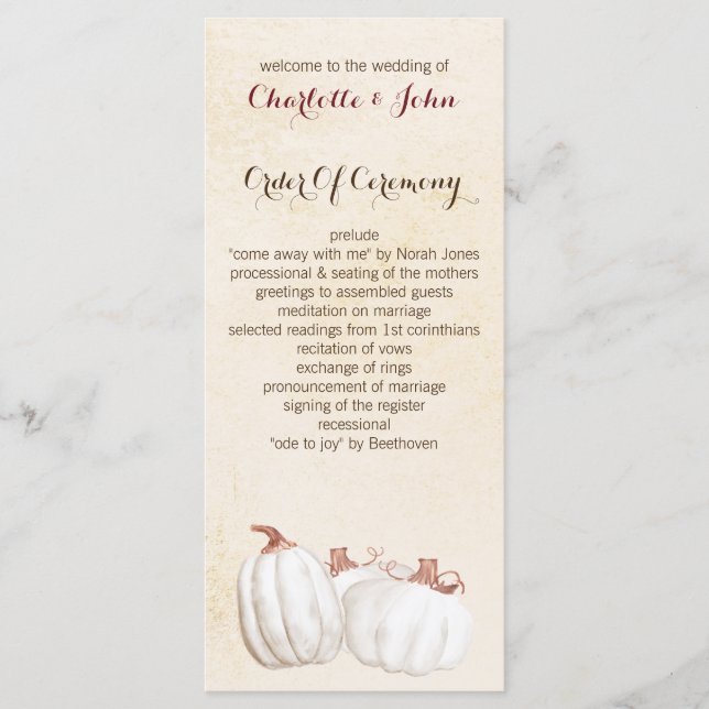 calabazas blancas caen programas de bodas de cosec (Anverso)