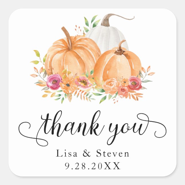 Calabazas Caídas Gracias Pegatinas De Boda (Anverso)