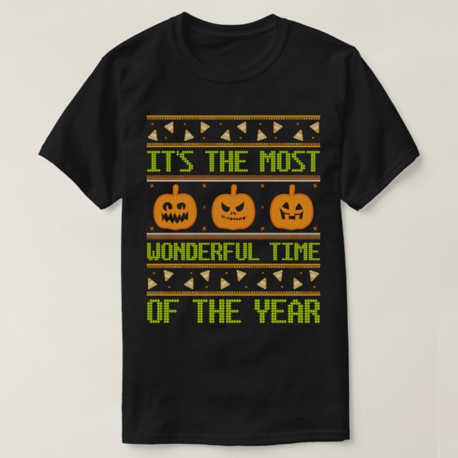 Calabazas Candy Corn Halloween Patrón de suéter fe (Diseño del anverso)