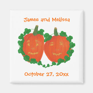 Calabazas con amor imanes Bodas de Halloween