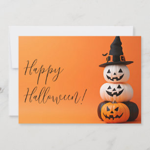 Calabazas con un sombrero de bruja tarjeta de feli