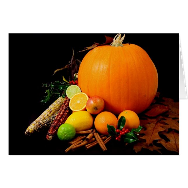 Calabazas de cosecha de otoño y maíz (Anverso (Horizontal))