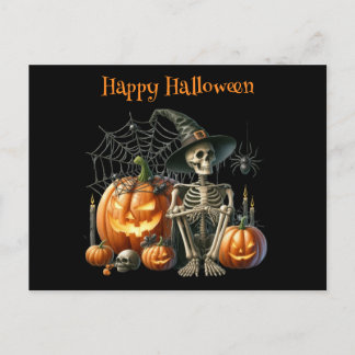 Calabazas de Esqueleto Tarjeta Postal de Halloween