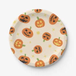 Calabazas de Halloween Adorables en Platos de Pape