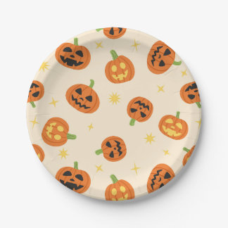 Calabazas de Halloween Adorables en Platos de Pape