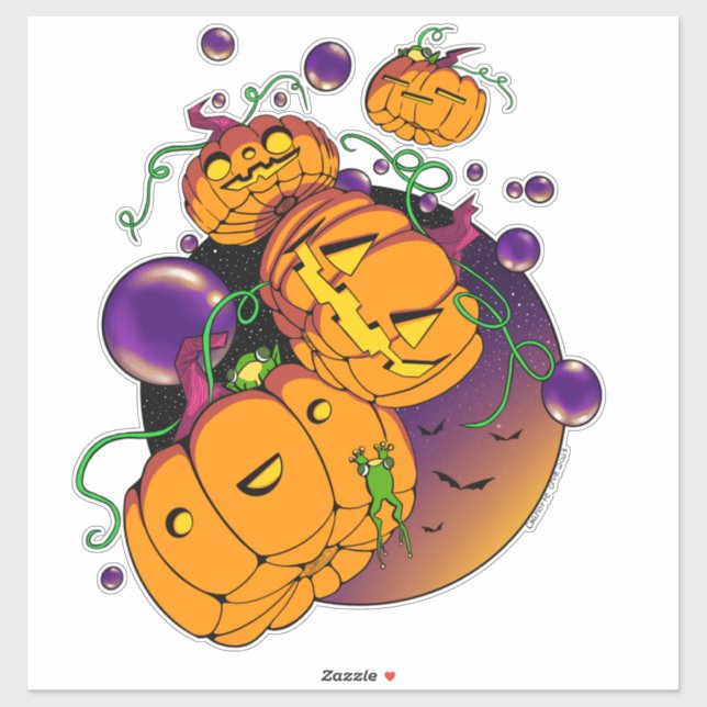 Calabazas de Halloween con pegatina de ranas (Hoja)