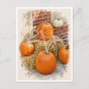 Calabazas de Halloween Tarjeta Postal Acuarela