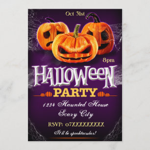 Calabazas de invitación para fiesta de Halloween p