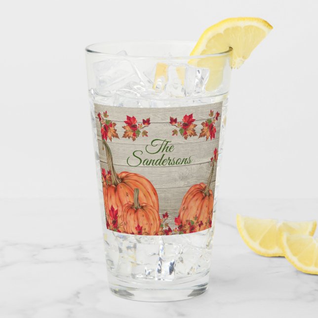 Calabazas de Naranja de otoño de madera rústica ho (Reverso (hielo))