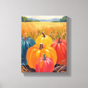 Calabazas de Otoño   Arte en Acuarela de Paisaje O