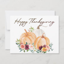 Calabazas de Otoño y Flores Boho Tarjeta plana de
